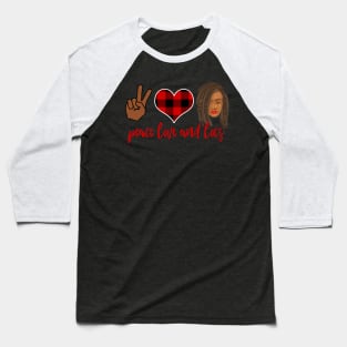 Peace Love and Locs Red Plaid Heart Baseball T-Shirt